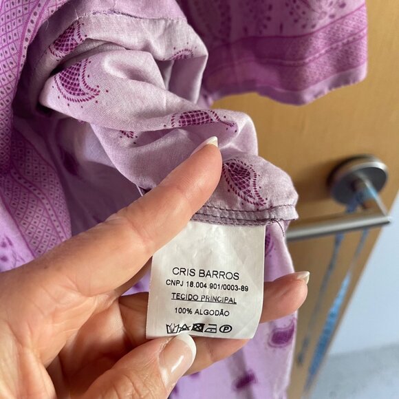 Cris Barros Womens Size Medium Purple Cotton Paisley Handkerchief Hemline Dress - Picture 10 of 12